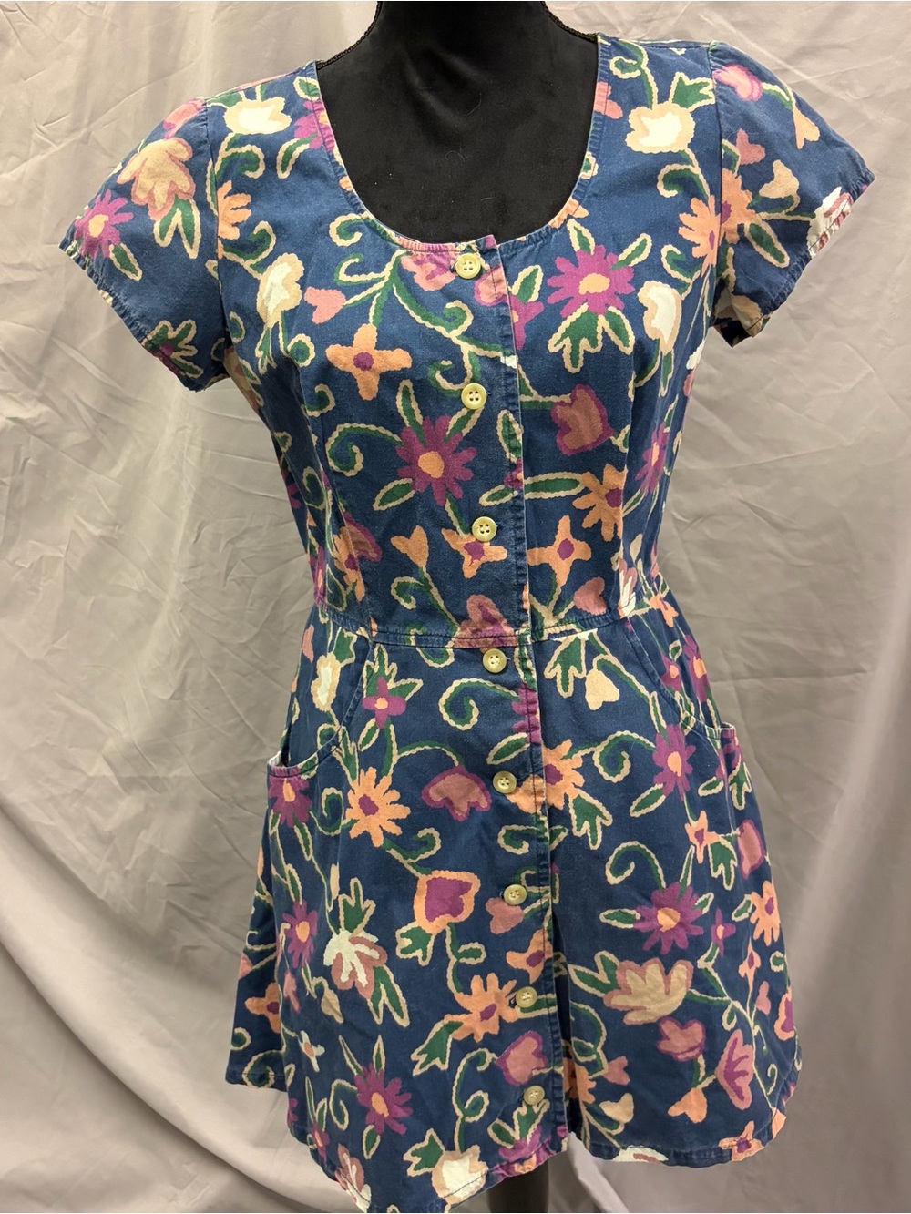 Vintage Guess Cotton Floral Dress with Pockets